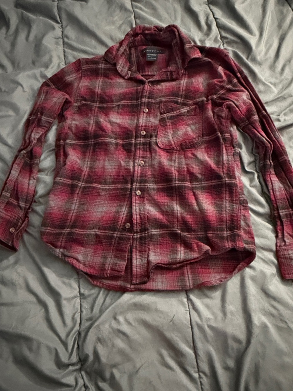 Aeropostale Red and Black Plaid Button-Down Shirt